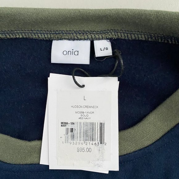 NEW Onia Hudson Colorblock Crewneck Sweater Blue - Picture 9 of 10